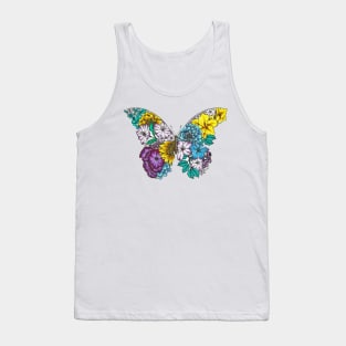 Floral Butterfly Color White Background Tank Top